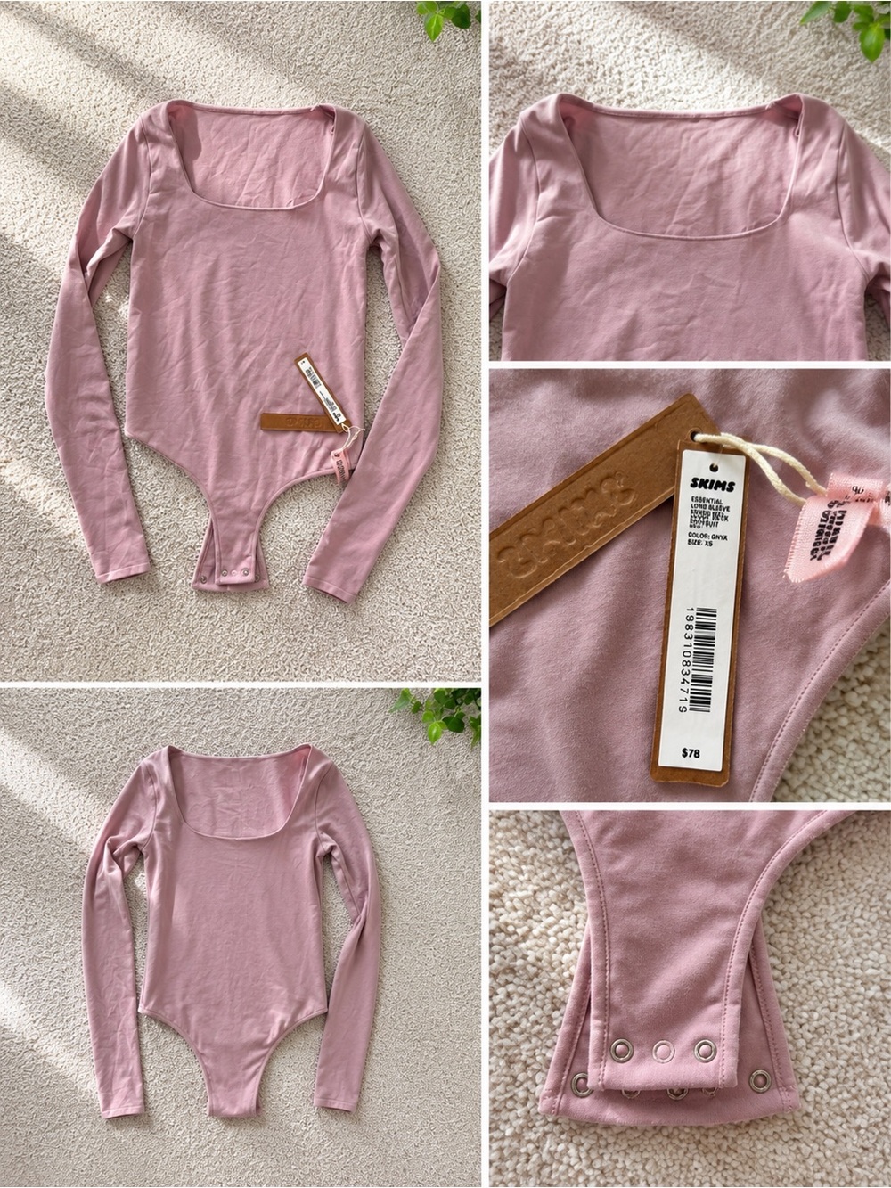 SKIMS Long Sleeve Scoop Bodysuit - Dusty Pink